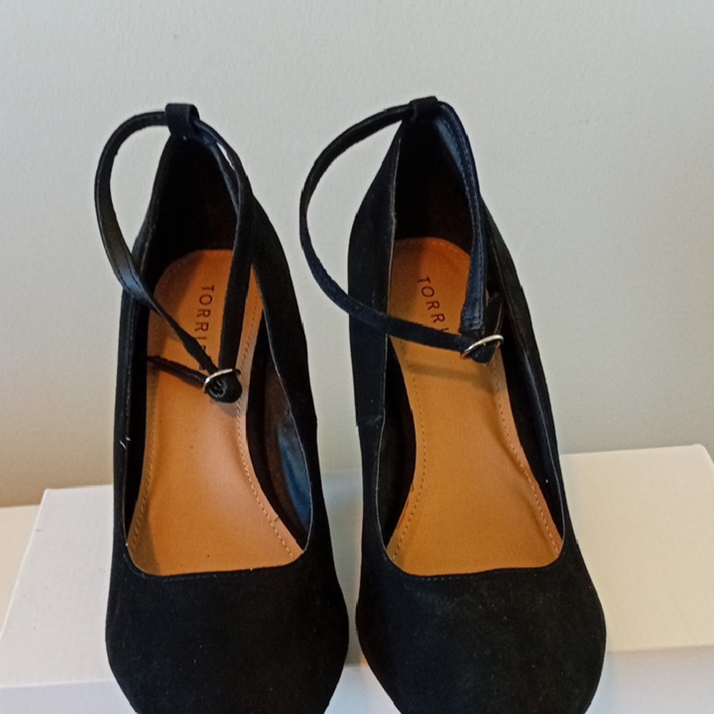 Torrid Black Suede Heels with Ankle Strap
